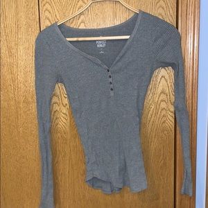 Gray Ribbed Henley